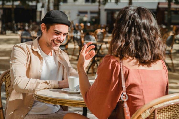 A man and woman on a coffee date