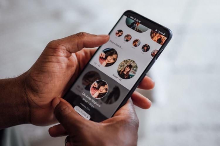 Young man using a dating app