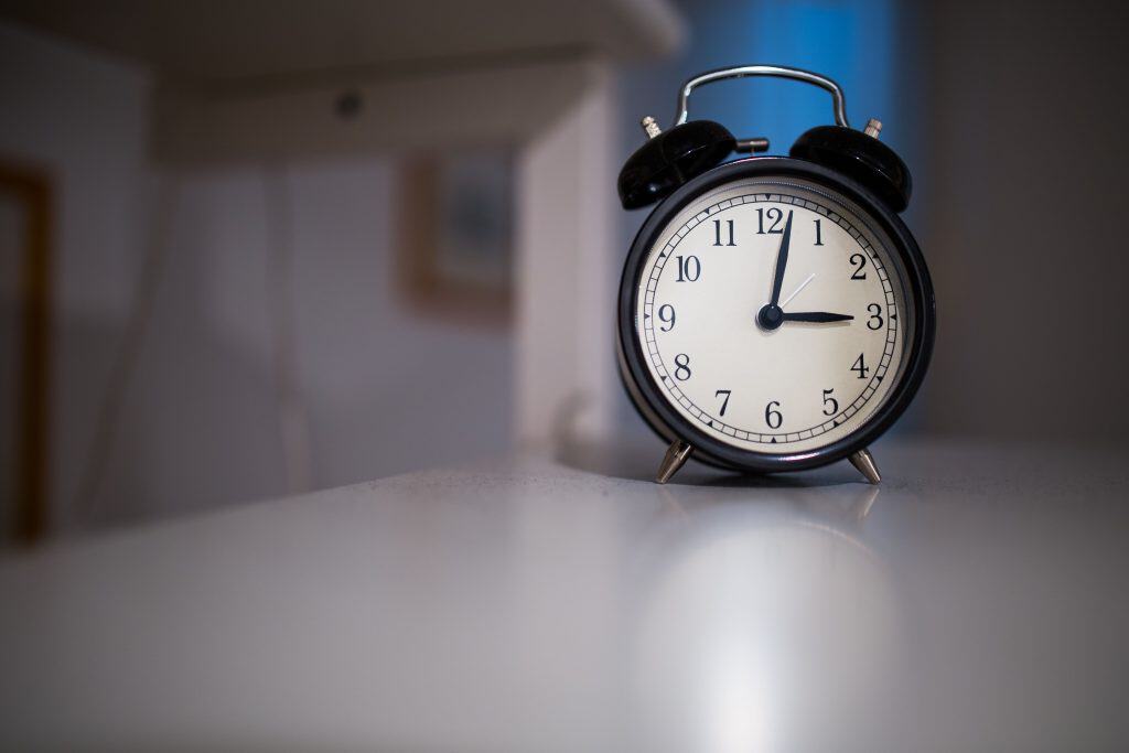 alarm clock showing the time