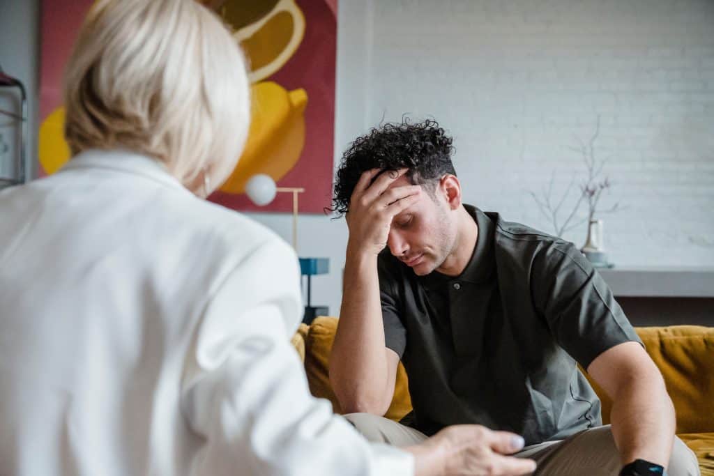 man in a deep talk with a life coach